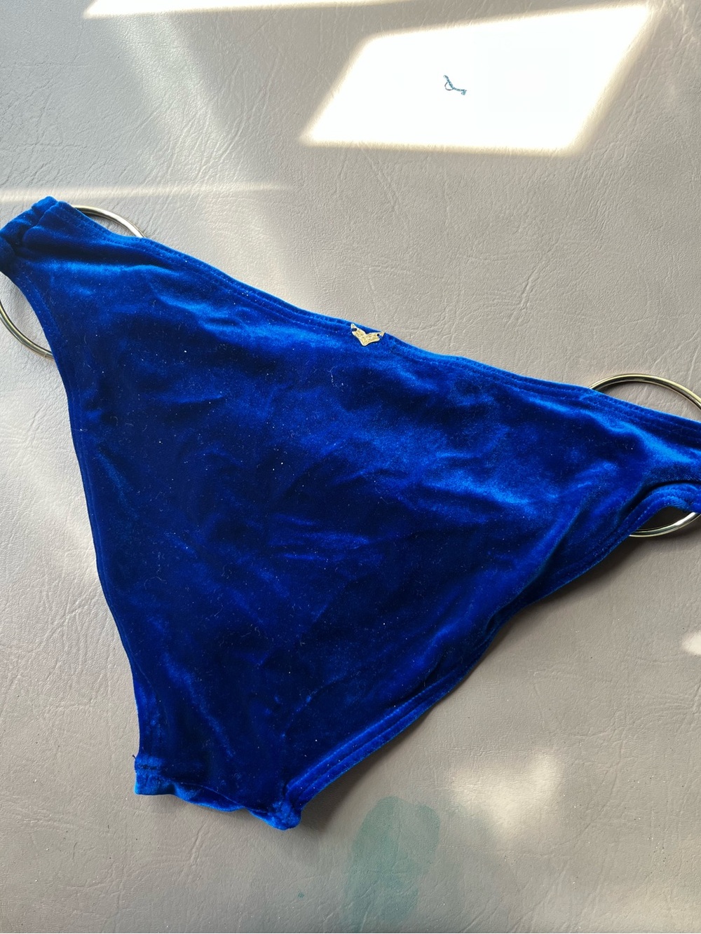 Velvet/velour bikini bottom with gold hardware